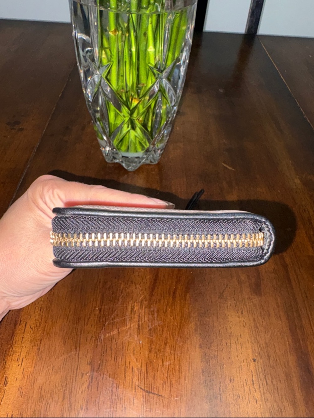 Kate Spade pebble leather blush pink zip-around wallet with black trim. NWOT. - Picture 10 of 12